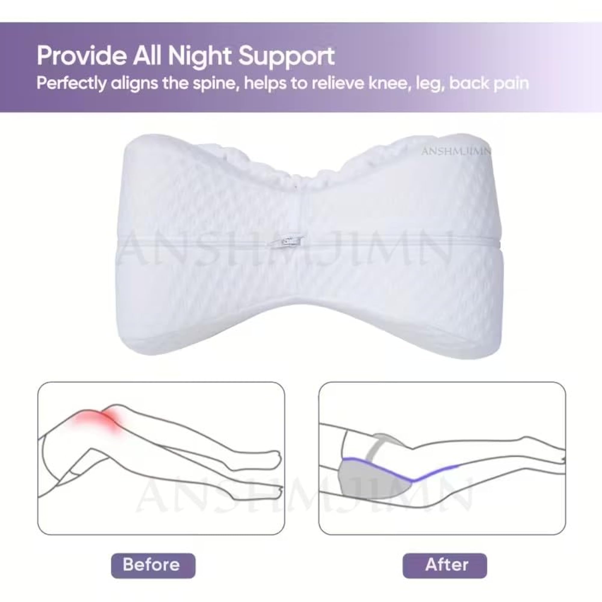 Orthopedic Memory Foam Knee Pillow for Side Sleepers