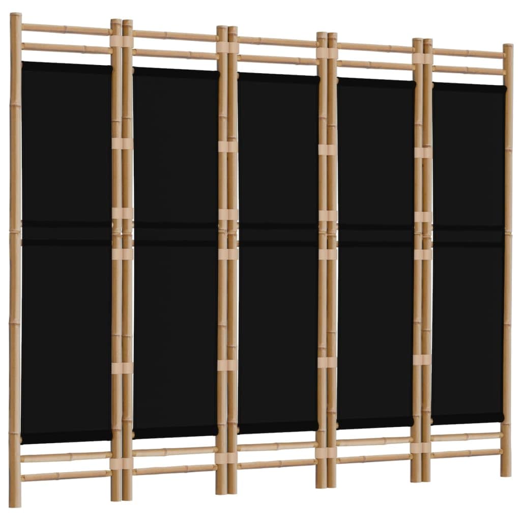 vidaXL Cloison de séparation Pliante 5 Panneaux 200 cm Bambou et Toile