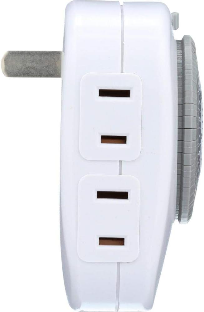 Side view of Westek TM20DHB showing two outlets