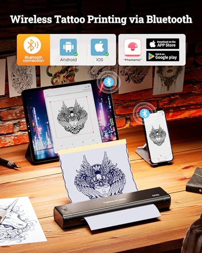 Itari TP81 Tattoo Stencil Printer - Wireless Tattoo Printer with 10pcs Transfer Paper, Bluetooth Stencil Printer for Tattooing, New Version Thermal Tattoo Machine for Tattoo Artists &Beginners - Image 3