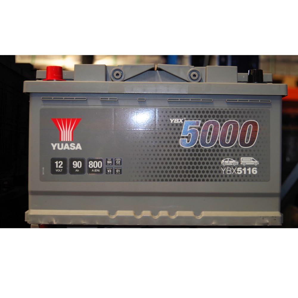 Yuasa YBX5116 - Batería de coche de alto rendimiento, 12 V, 90 Ah, 800 CCA, sellada en plata, sin mantenimiento