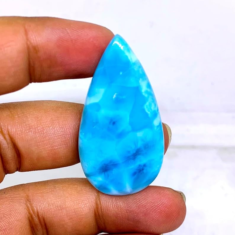 Larimar cabochon poire 44x23x5mm pour création bijoux pendentif - 2