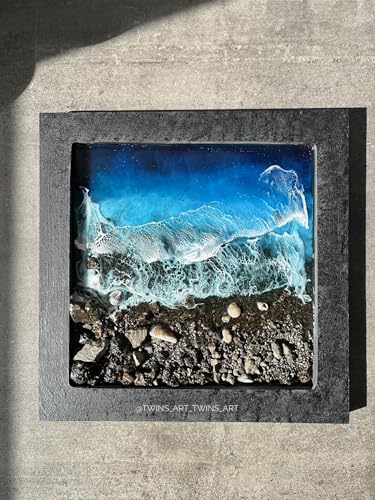 Tableau en résine époxy Black Shore fait main, déco murale haut de gamme