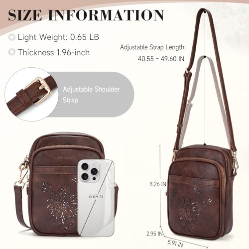 Image of Small Crossbody Bags for Women, RFID Phone Purse with Card Slots, Triple Compartments Lightweight Shoulder Bag