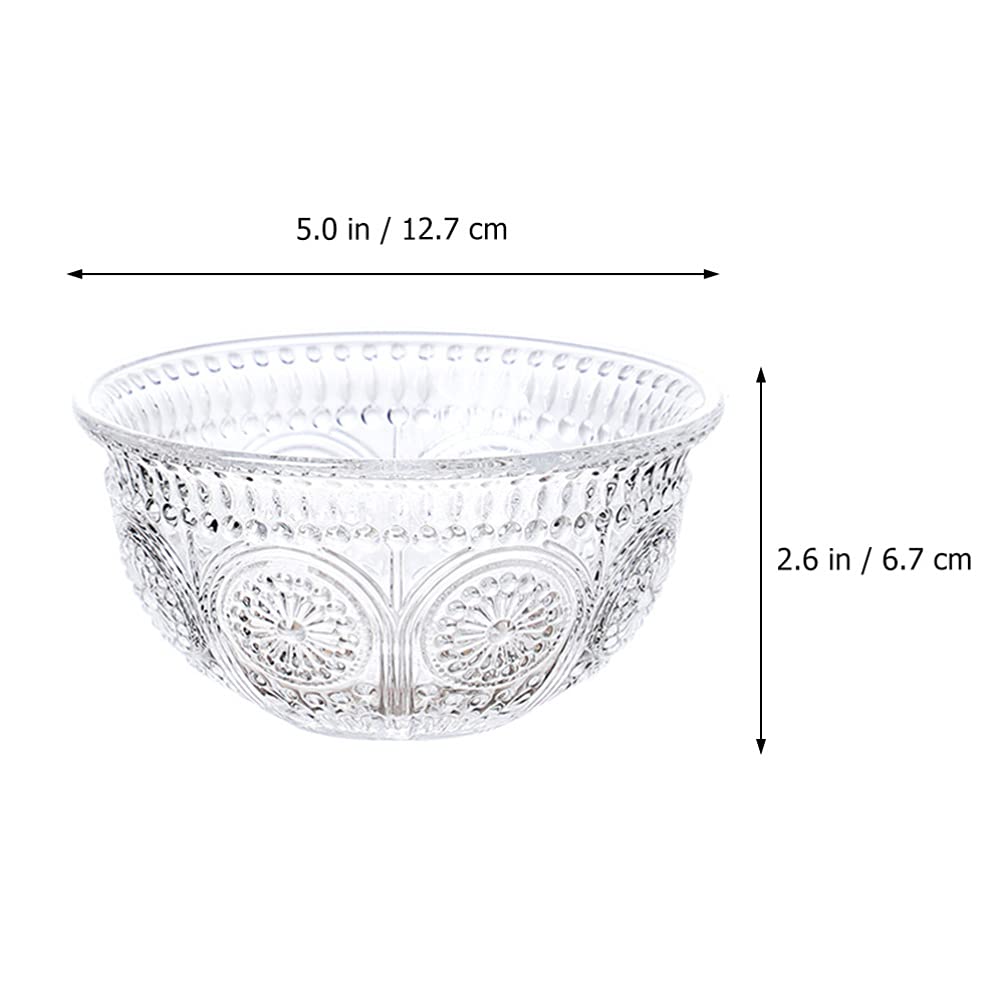 Cabilock 1pc Embossed Salad Bowl Creative Bowl Creative Glass Bowl Food Bowl Kitchen Bowl Salad Serving Bowl Dessert Serving Bowl Dessert Bowl
