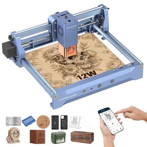 Artilume U1 Laser Engraver 12000mW, Laser Engraver and Cutter Machine, WiFi, 0.01mm Precision, Large Working Area 150 * 200mm for Wood Leather Acrylic and More, Best for Beginners Small Business