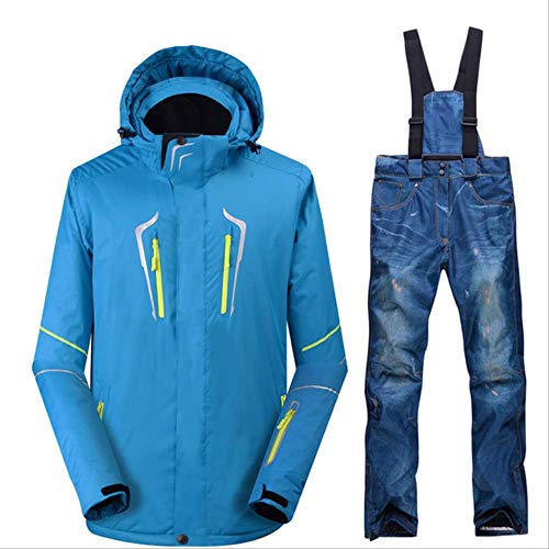 LJYNB Traje de snowboard al aire libre, transpirable, impermeable, chaqueta de esquí para hombre + babero, pantalones cálidos, deportes de invierno, nieve, esquí, chaqueta, pantalones, conjunto XL Q5