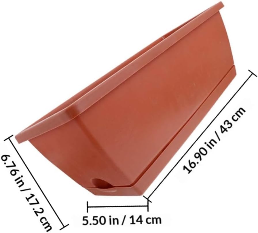 4pcs Brick Red Large Rectangle Window Box Planter with Tray 43x19x15.2cm Plastic Vegetable Growing Pot for Balcony Gardening and Succulent Planting