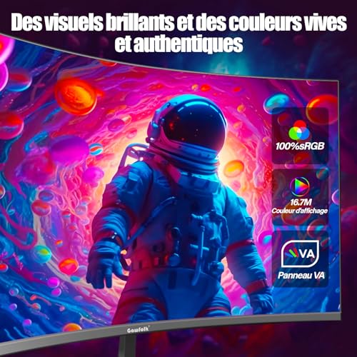 Écran PC Gamer Incurvé 27 Pouces 180Hz, 1080p Moniteur PC Gaming 144/165Hz 1800R, Écran D'Ordinateur Jeu avec FreeSync & Eye-Care Technology, DP, HDMI, Noir – Image 4