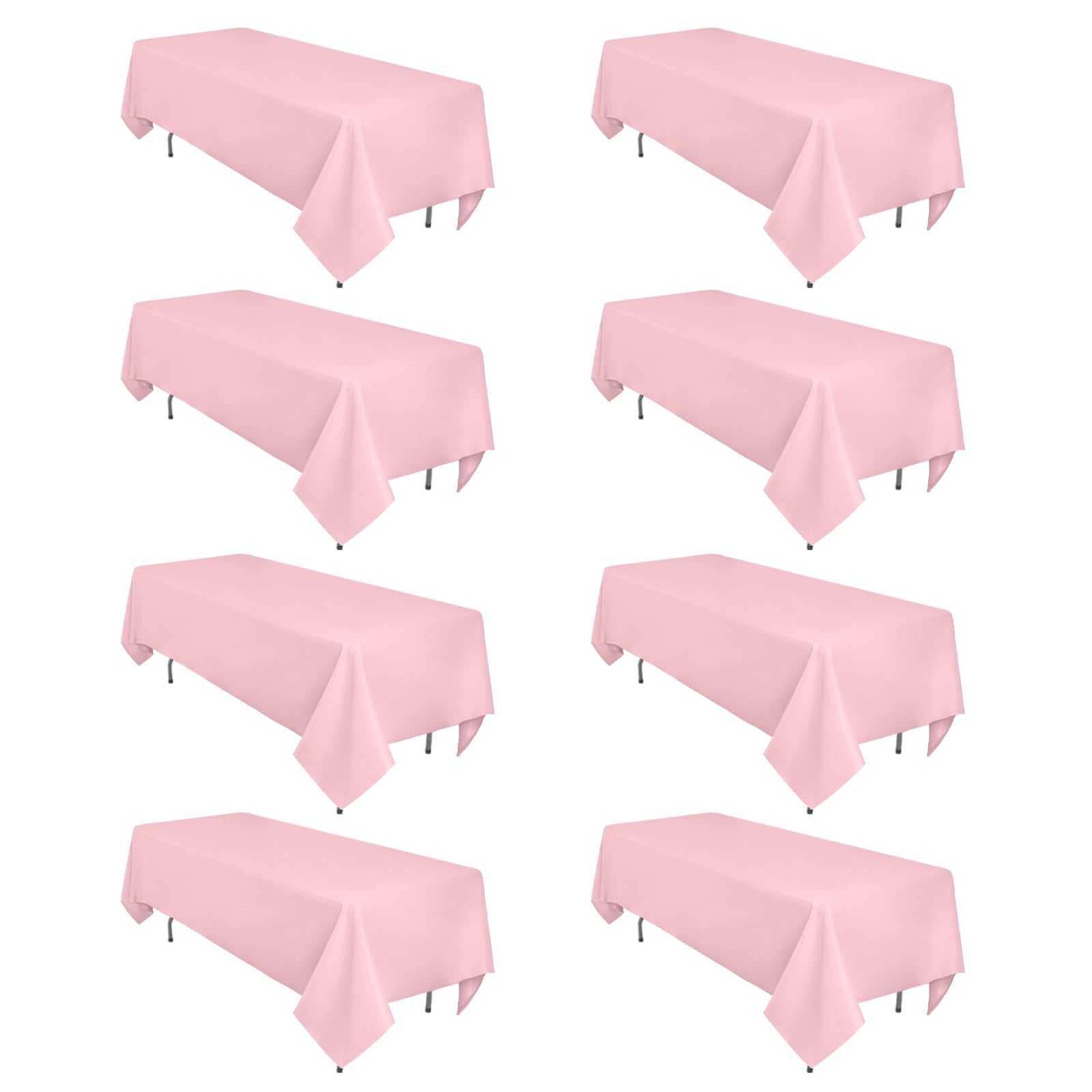 Photo 1 of **MISSING 3** Heneger 8 Pack Pink Tablecloth 60 x 126 Inch Rectangular for 8 Foot Rectangle Tables, Wrinkle Resistant Pink Table Cloth Washable Polyester Fabric for Holiday Buffet Wedding Party Banquet