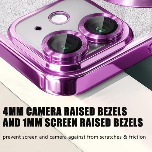 Image of Misscase for iPhone 12 Magnetic Glitter Case Compatible with MagSafe,Full Protection Slim Shockproof Anti-Scratch Case with Camera Lens Protector Logo View Dust-Proof Net for Women Purple