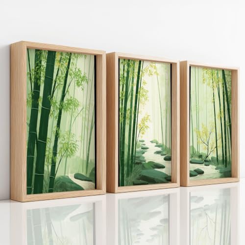 Bambou foret ruisseau serein pour creer un salon zen grace a ce set de 3 impressions murales