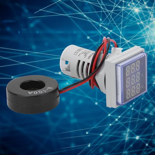 Image of AC Voltage Current Display Meter, AC 60-500V 0-100A 20-75 Hz LED Digital Display Ammeter Voltmeter, 3-Digit Display AC Voltage Current Hertz Tester