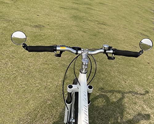 Thalous 2 Pieces Bar End Bike Mirror Rotatable Adjustable Bicycle Rear View Mirror With Wide Angle Acrylic Convex Safety Mirror For Mtb Road Mountain Bike #TOP6
