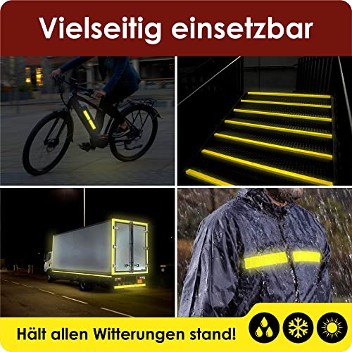 Weidebach® Reflektorband Selbstklebend 3 Rollen à 4,5cm x 3m inkl. 10er Sticker-Set, Sicherheit im Dunkeln mit Reflektorklebeband, Reflektor Tape für Mensch & Fahrzeuge