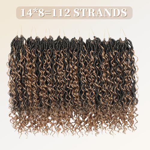 Image of 8 Packs Curly Boho Braids Faux Locs Crochet Hair, 14 Inch Goddess Locs