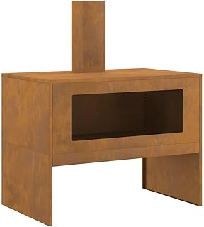 vidaXL Outdoor Fire Pit Stove Garden Weathering Steel for Large Logs Rustic Heating Perfect Patios and Camping Log Wood Fired Patio Durable Metal