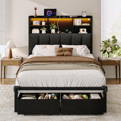 iPormis Letto da 90 x 200 cm con 2 cassetti,