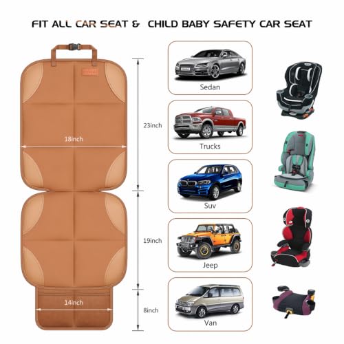 Image of SMART ELF Car Seat Protector 2-Pack, Thick Padding Cushion (Dark Brown) | Baby and Pets for Child Car Seat with Thicily Padded and Non-Slip Backing Mesh Pockets, Universal Size - Sedan SUV Truck
