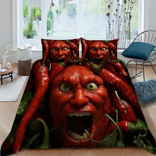 Housse de couette poivrons imprimé 3D pour chambre d'ado dynamique - 3