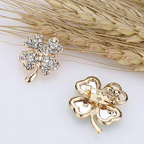 Image of TAORANJU Four Leaf Clover Brooches for Women, 8 Pcs Rhinestone Brooch Pins for St. Patrick's Day Accessories, Crystal Lapel Pins for Women Girls Wedding Party and Holiday Jewelry Gift