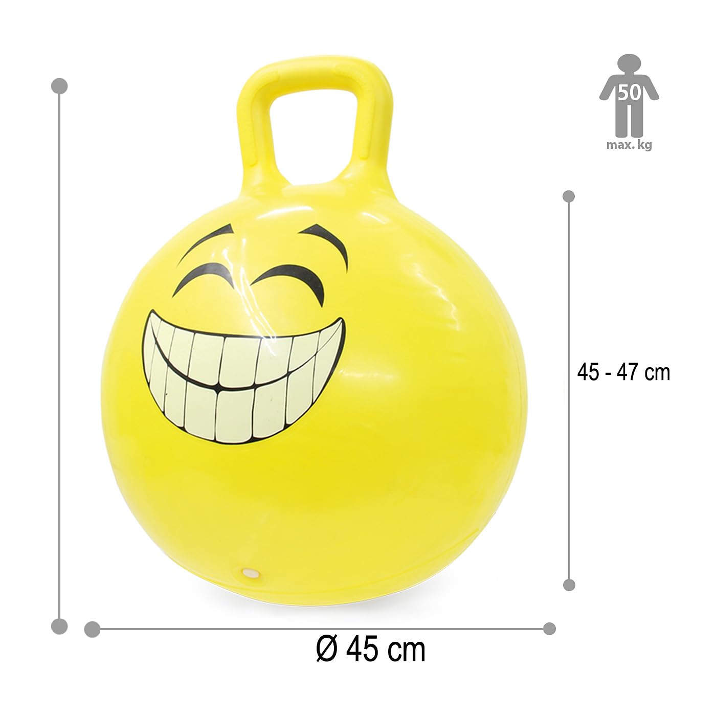 Jamara 460457 - Bouncy Ball Smile Yellow 450 mm - Promotes Balance and Motor Skills, Robust, Easy-Care, Up To 50 kg - Image 3