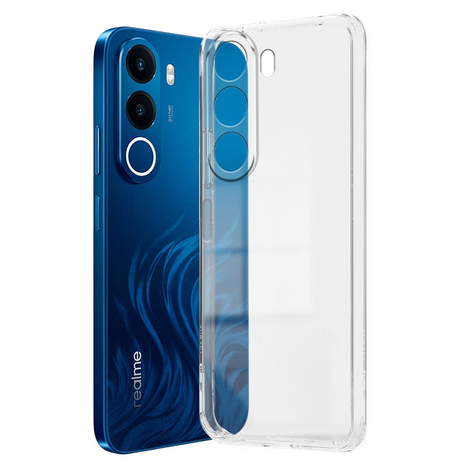 Image of Fashionury Shockproof Crystal Clear Back Case Cover for Realme C100X 5G | Transparent Back Cover | Raised Bumps for Camera & Screen Protection for Realme C100X 5G