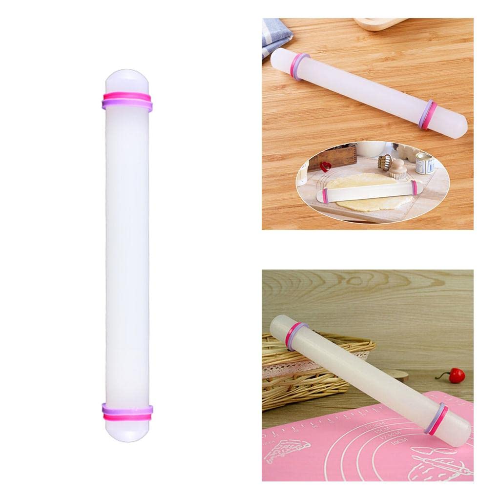Juego de 5 rodillos antiadherentes para decoración de fondant, pasteles, masa de 33 cm, color blanco