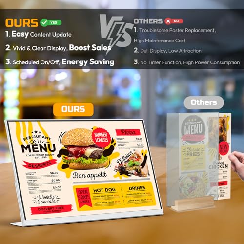 Image of 27 Inch Desktop Digital Menu Board, HD Digital Signage Retail Store Monitor, Commercial Display Advertising Screen Android with CMS, Electronic Menu Display for Milk Tea Shop /Restaurant