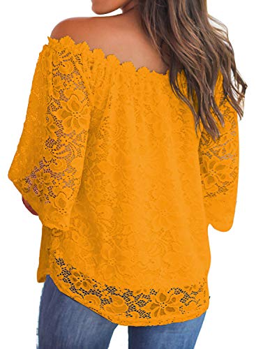 Image of MIHOLL Women's Lace Off Shoulder Tops Casual Loose Blouse Shirts