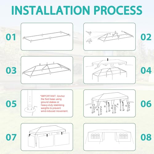 Image of 10' x 30' Outdoor Canopy Tents with 5 Detachable Sidewalls, Patio Gazebo Tents, Shade Shelters for Birthday, Events, Party, Wedding, Gatherings and Patio (White, ZP-DCK-5M-BS01)
