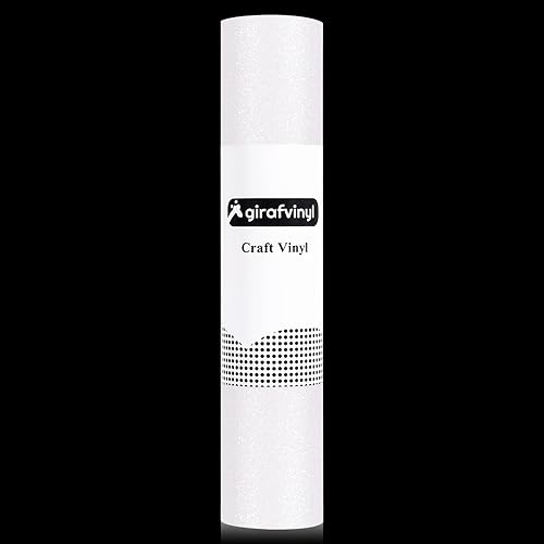 Miniatura 6 de GIRAFVINYL Rollo de vinilo adhesivo de vinilo blanco con purpurina permanente, 12 pulgadas x 6 pies, vinilo permanente brillante para cortador de