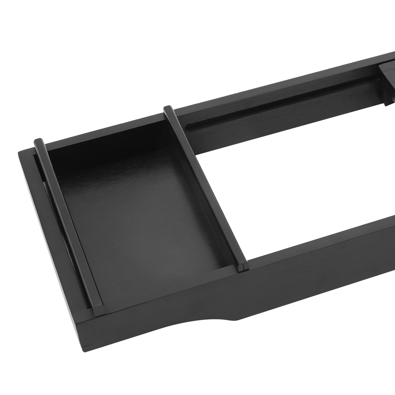Bandeja para bañera de bambú, ajustable y retráctil, bandeja multifuncional para bañera de madera, con sujetalibros, jabonera, toallero y soporte para copas de vino, color negro