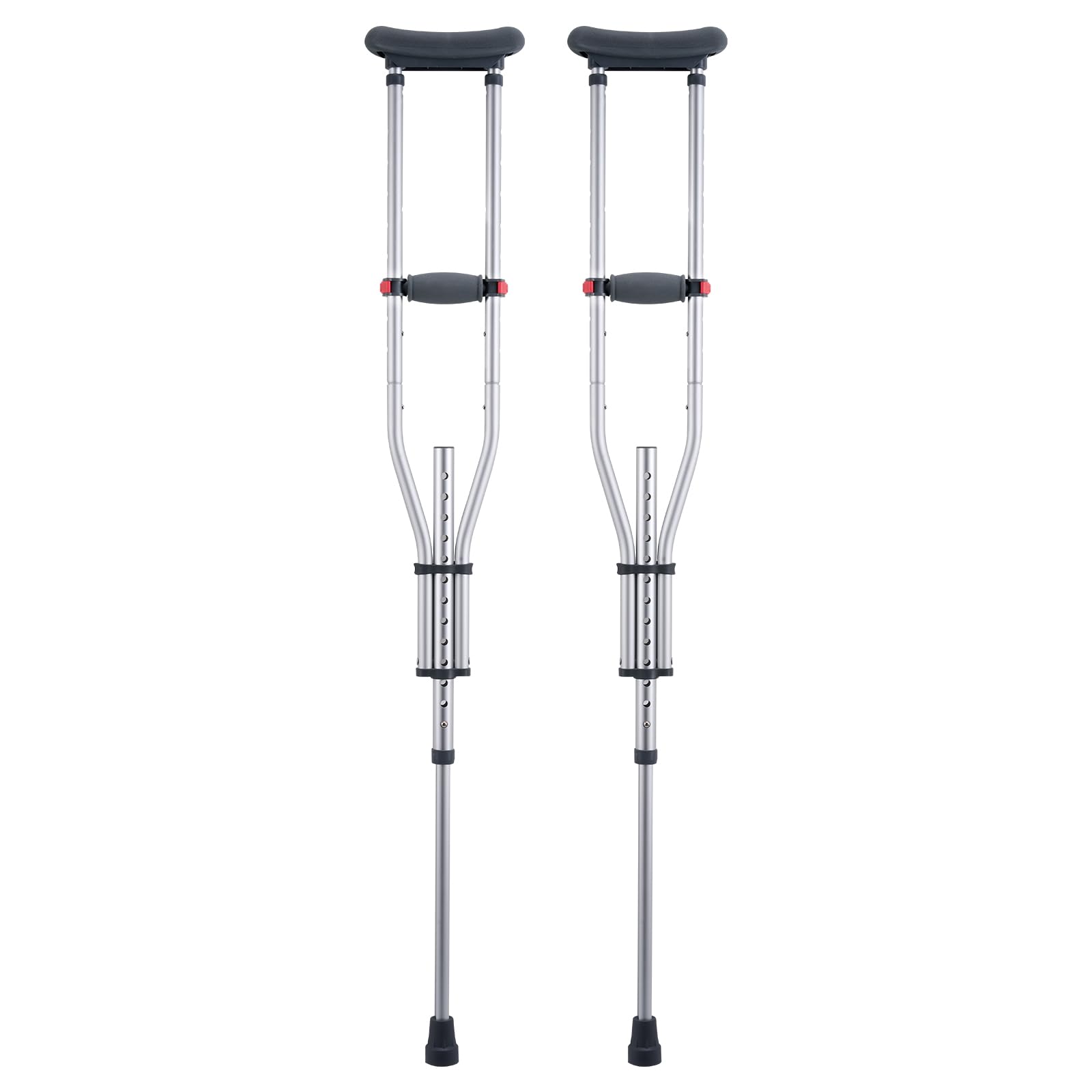 Happybuy Underarm Crutches,13-Level Height Adjustable Underarm Walking Crutches,Lightweight Aluminum Crutches for Adults Teenager - with Soft Underarm Pad for Leg Injury Surgery Disabled,1 Pair 300LBS