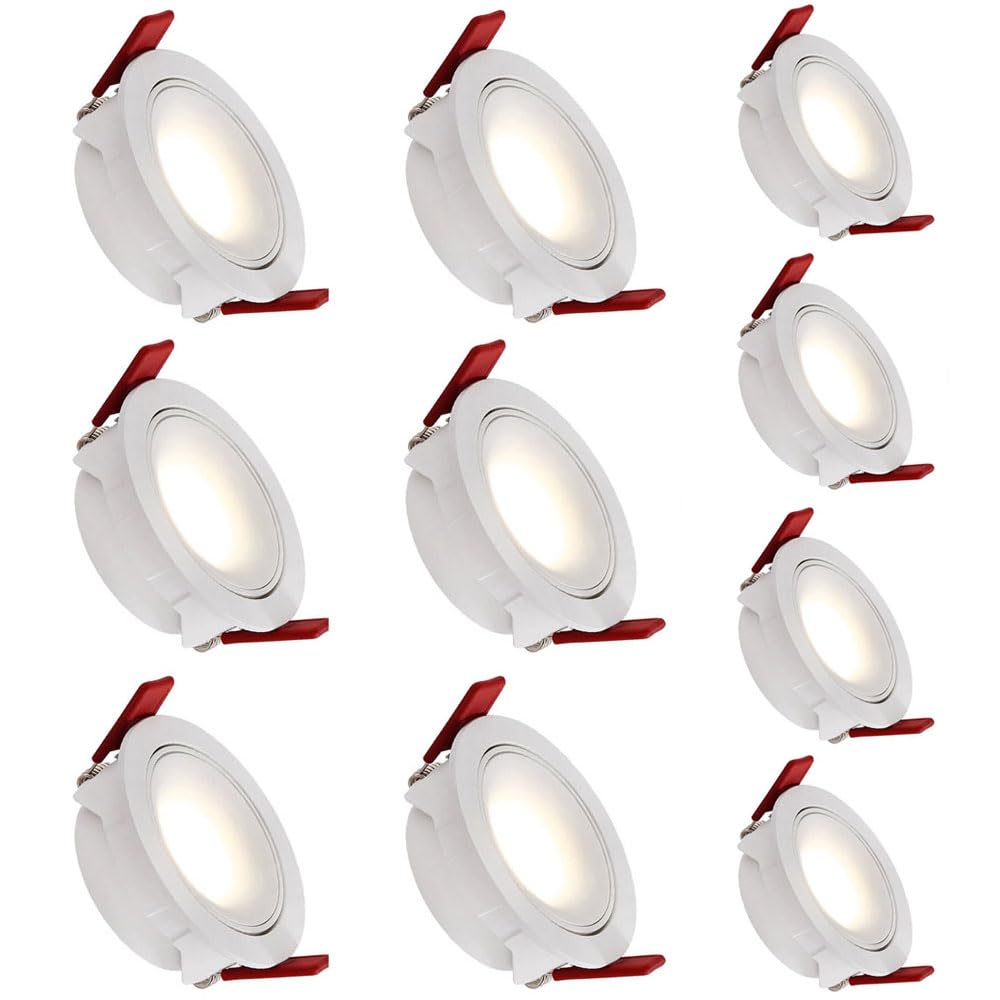Aioneer 10 Pack Recessed Lighting Fixture,Led Ceiling Downlight,Recessed Anti-Glare Downlight,5W,7W,12W Led Round Downlight, Angle Adjustable, 3000K,4000K,6000K,For Bedroom Living Room4000K-12W