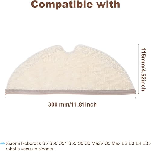 Miniatura 4 de Yetaha Paquete de 10 trapeadores de microfibra compatibles con Xiaomi Roborock S5 S50 S51 S55 S6 S6 MaxV S5 Max Robótico, piezas de repuesto para