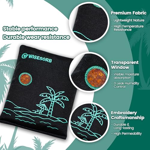 Image of Wisesorb 4 x 500 Gram Rechargeable Desiccant Packs, Reusable Car Dehumidifier Bag, Microwave Reactivated Silica Gel Packets, Moisture Absorber with Color Indicating for Safe, Closet, Basement, Garage