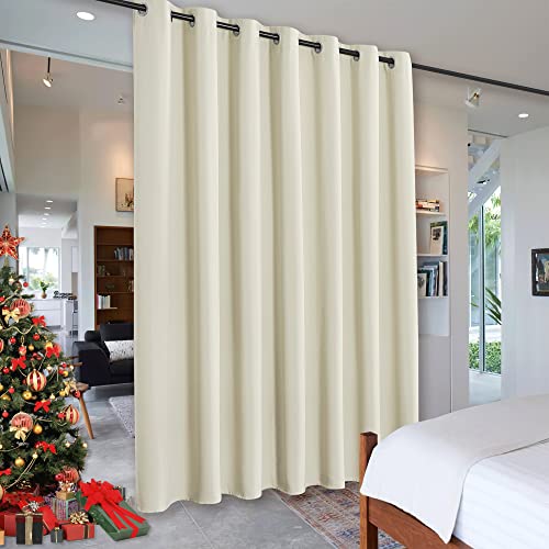 Image of RYB HOME Blackout Curtains Room Divider, Total Privacy Wall Divider Screens Large Bay Window Sound Proof for Living Room Bedroom Patio Door Basement, 1 Panel, Beige, Wide 100 x Long 84 inch