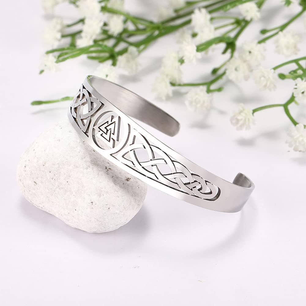TURTLEDOVE Stainless Steel Celtic Bracelet - Viking Bangle with Valknut - Image 3