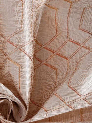 Image of Cortina Striped Light-Filtering Polyester Curtains 5 feet Long Set of 2 for Window [ Opacity: 50-60%, Color: Brown, Knitting Foil Curtains -160 GSM ]