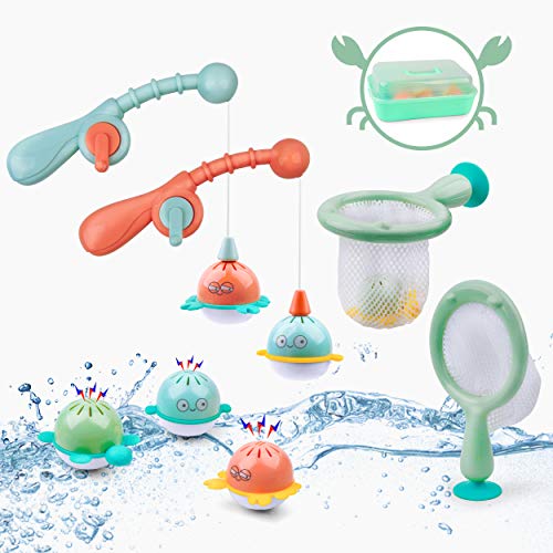 Preisvergleich Produktbild GizmoVine Badespielzeug,wasserspielzeug ,Magnetisches Angelspiel Set Badewannenspielzeug Poolspielzeug Schwebendes Badespielzeug mit Fischernetz für Kinder (Angeln)