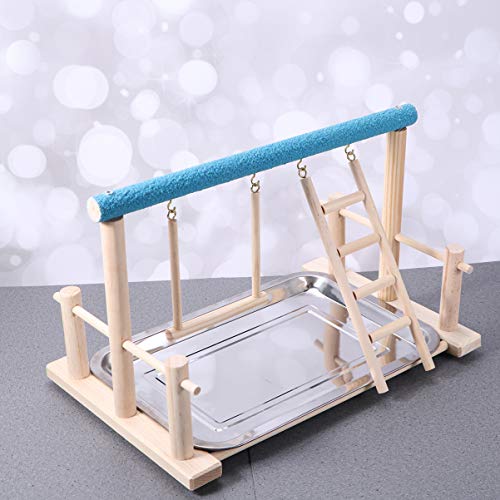 POPETPOP Bird Play Stand - Parrot Playground Wood Bird Playpen, Parrot Playstand Bird Playground Perch Gym Ladder with Toys Exercise Play - Image 8