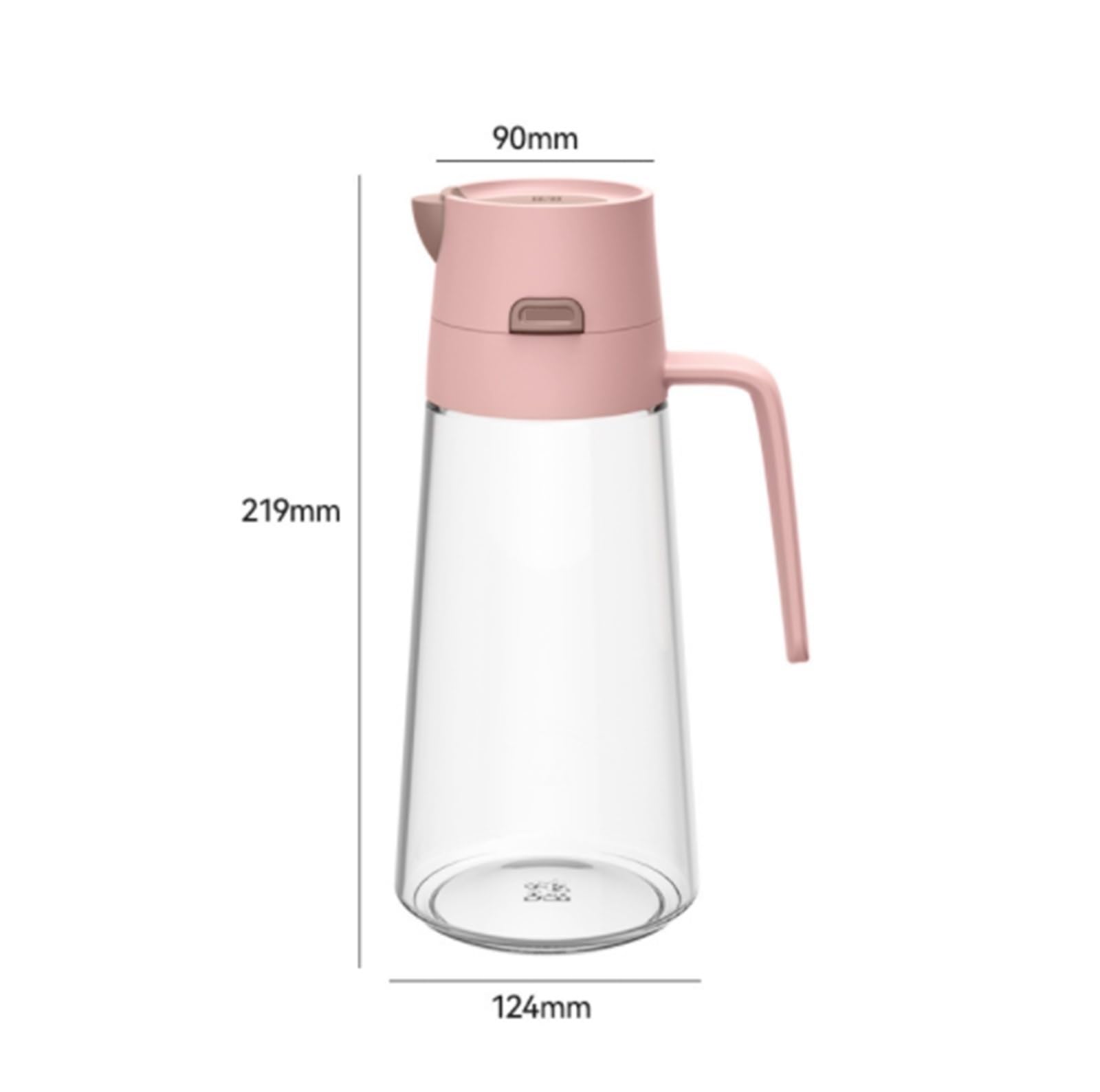 Dispenser Olio d'Oliva e Aceto Pentola For Olio In Vetro Con Apertura E Chiusura Automatica For Uso Domestico Senza Olio For Friggere E Grigliare Oliera da Tavola(Pink,650ml)