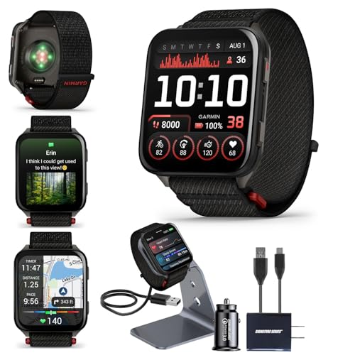 Garmin Venu X1 Thin & Lightweight GPS Smartwatch, Black | AMOLED Display, Advanced Health and Fitness Features, Sleep Tracking, 100+ Sports Apps | Signature Series Charging Stand Bundle