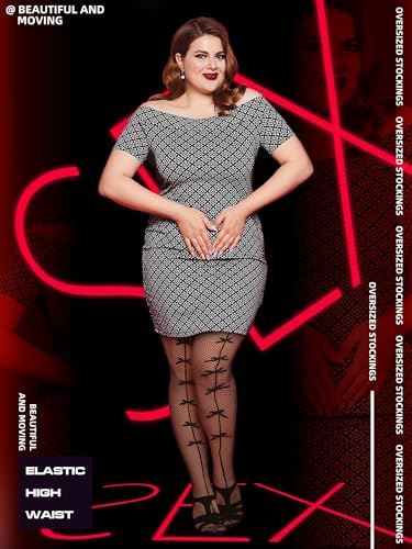 Image of Jadive 6 Pairs Women Plus Size Suspender Tights Fishnet Thigh High Stockings Garter Belt Lingerie Pantyhose