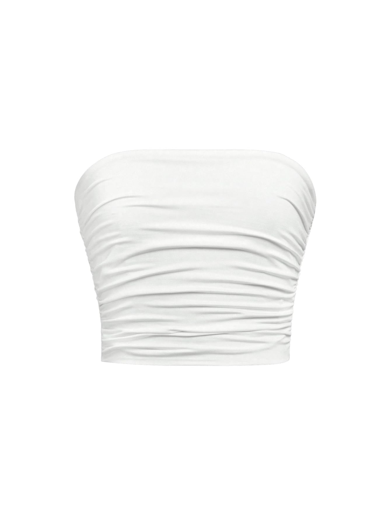 RoseSeek Girl's Ruched Strapless Tube Top Cropped Bandeau Summer Cute Tops