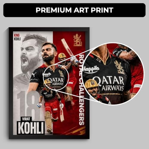 Image of Funk You Store Virat Kohli Framed Poster | King Kohli 18 Wall Art | RCB Edition | Cricket Legend | Premium Sports Decor for Cricket Fans | Motivational Wall Poster (F 178)