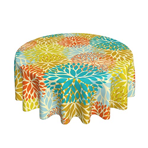 Mihain Dahlia Pinnata Round Tablecloth 60 Inch Table Cloth Table Cover With Wrinkle Stain Resistant For Party, Picnic, Tabletop, Dining Room, Indoor And Outdoor Dining, Decorative Patio #TOP1