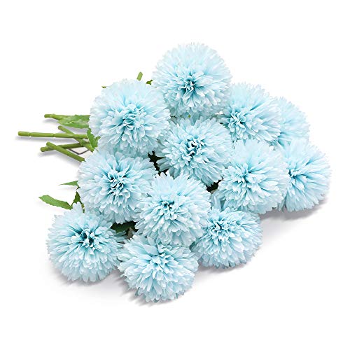 Floweroyal Flores Artificiales 12 Piezas Flores de Bola de crisantemo Hortensia de...