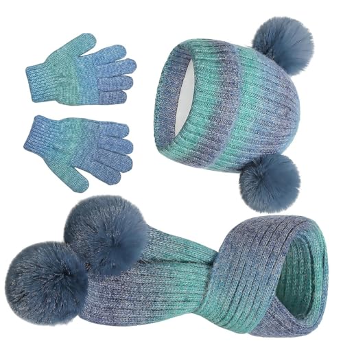 Ensemble bonnet écharpe gants bébé anti-froid en laine pour enfants